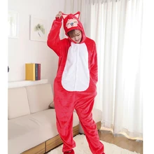 2017 Nuevos Adultos Red Fox Unisex Franela Con Capucha Pijamas Traje Cosplay Animal Bodies Pijamas Para Mujeres de Los Hombres Adultos, de Alta calidad