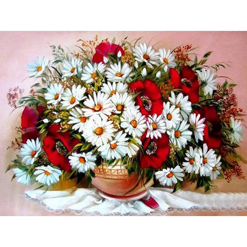 

Diamond Painting Full drill square/round Flowers open Mosaic DIY Diamond Painting Cross Stitch Embroidery Home Decor