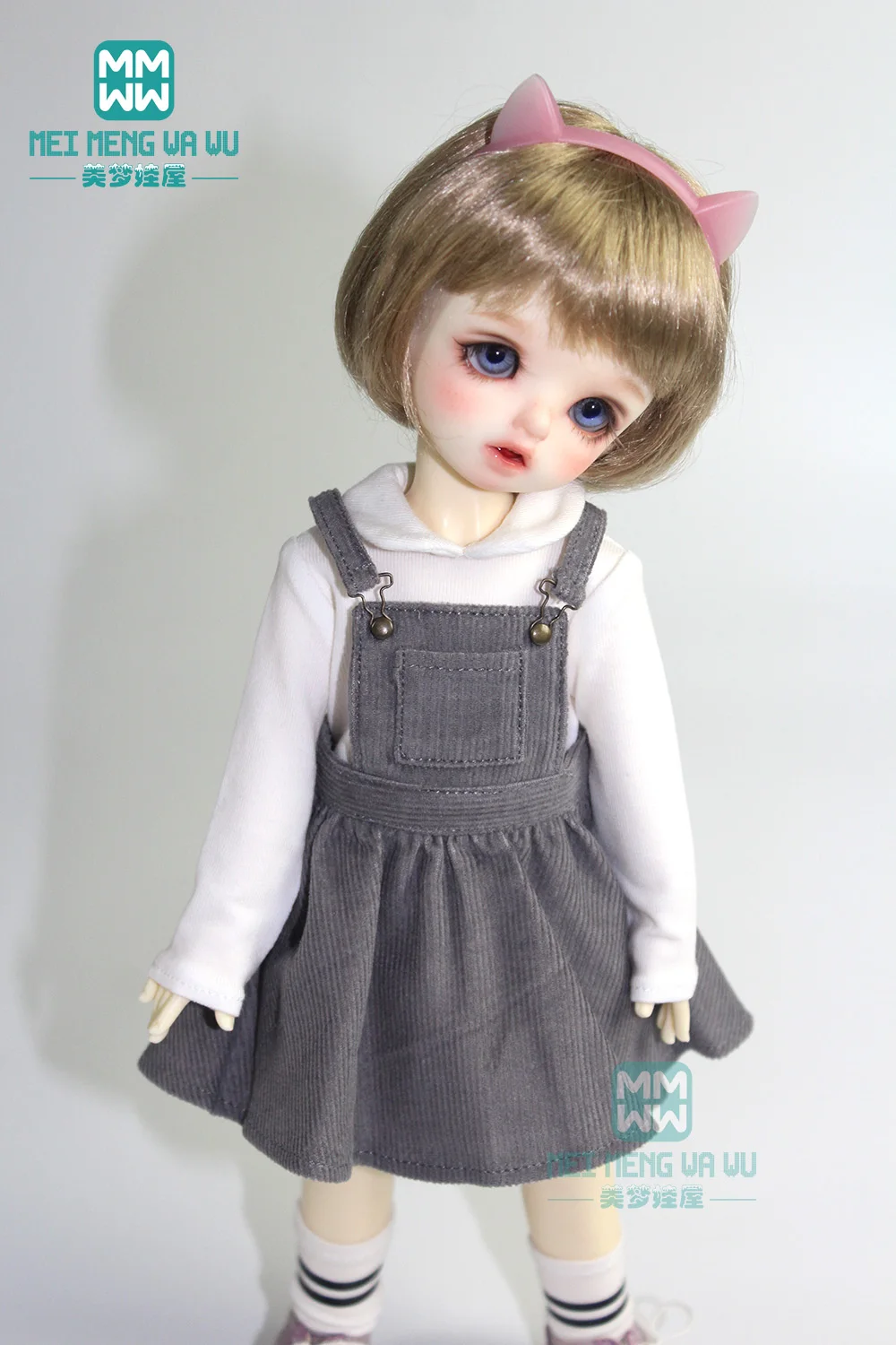 

Fit 30cm 1/6 BJD YOSD doll clothes fashion strap dress pink, gray, khaki, rose red