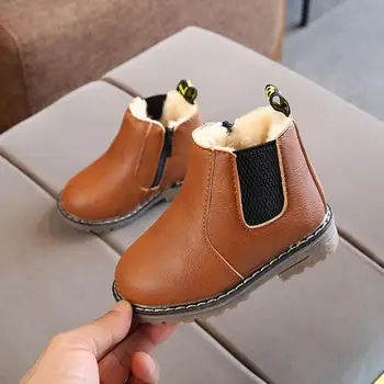 

HaoChengJiaDeChildren Boots Autumn Winter Kids Boys Girls Martin Boots Handmade Student Child Leather Shoes Girls Princess Boot