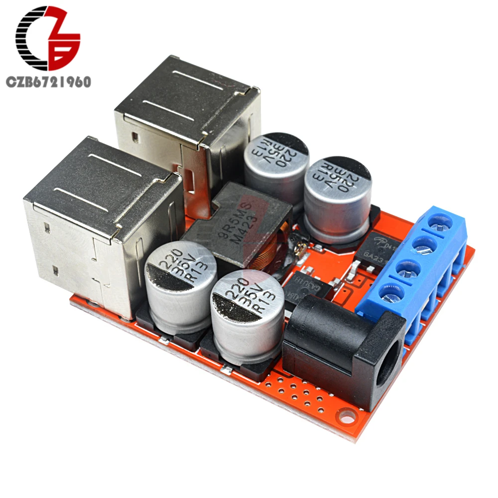 

4-USB Port Battery Charging Module DC-DC Step Down Power Transformer Voltage Regulator 8V-35V to 5V 8A Power Supply for Auto Car