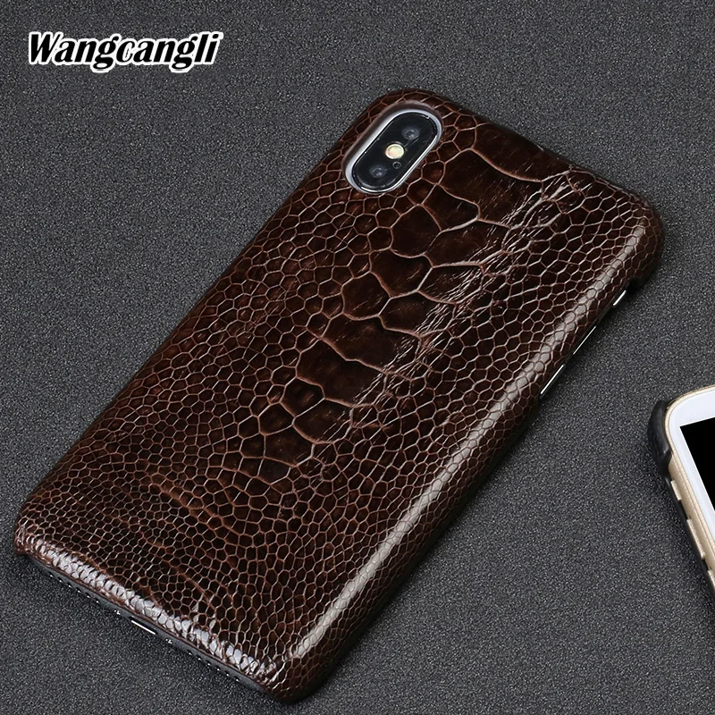 

Genuine leather phone case for xiaomi 8 Screen fingerprint style mobile phone case Ostrich foot skin Half pack protective case
