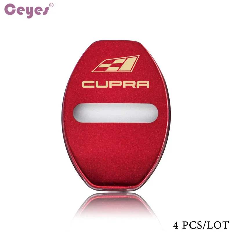Ceyes 4 шт. Чехол для автомобильного замка для сиденья Cupra Logo Leon Ibiza Altea Belt R Racing FR авто аксессуары для автомобиля-Стайлинг - Цвет: Red