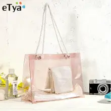 ETya модный, из ПВХ, прозрачный Экологичная многоразовая Для Покупок Сумка для женщин Дамская сумочка Летняя Пляжная сумка хозяйственная сумка