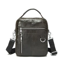 Fashion Genuine Leather Bags Men Messenger Bags Dark Coffee Natural Skin Leather Men bag Crossbody Small Shoulder Bag #VP-L9023
