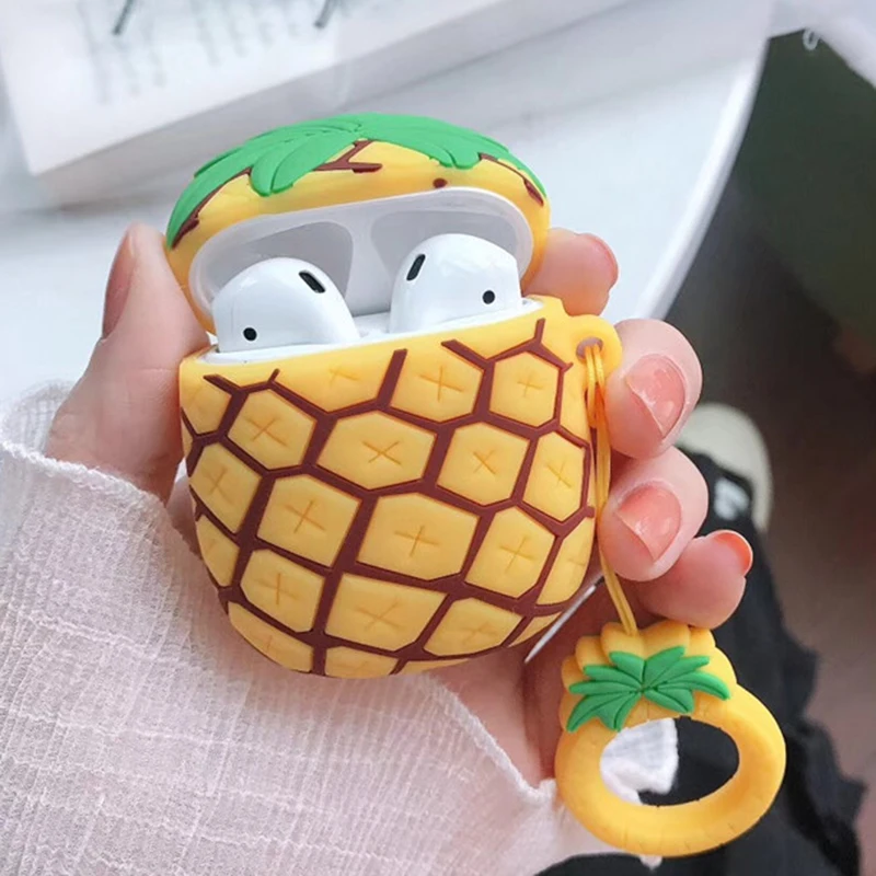 

Cute Pineapple Wireless Bluetooth Earphone Case For Apple AirPods 2 Silicone Charging Headphones Cases Protective Cover