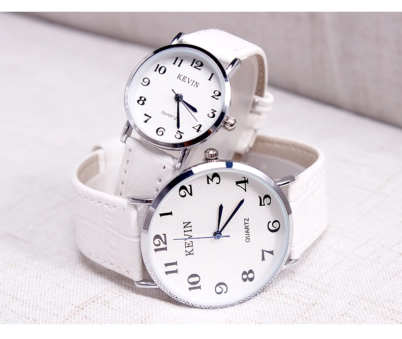 KEVIN KV 2pcs Fashion Leather Couple Watch Men Women Watches Students Gift Simple Quartz Wrist Watch Girls Boys Dropshipping