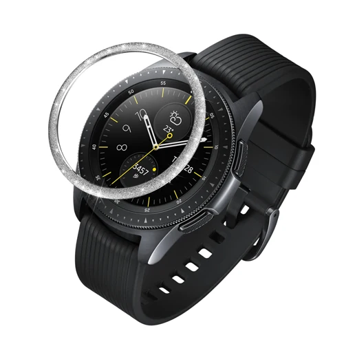 Замена смарт-чехол для часов из нержавеющей стали для samsung Galaxy Watch 46 мм 42 мм, драгоценный камень кольцо клеющаяся крышка против царапин металл - Цвет: Sanfen Silver