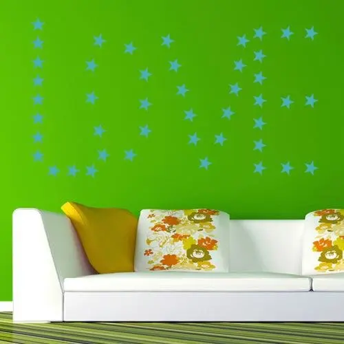 Sdfc Sticker Mural Deco 42 Etoile 5x5cm Bleu Vert En Pvc Pr Maison