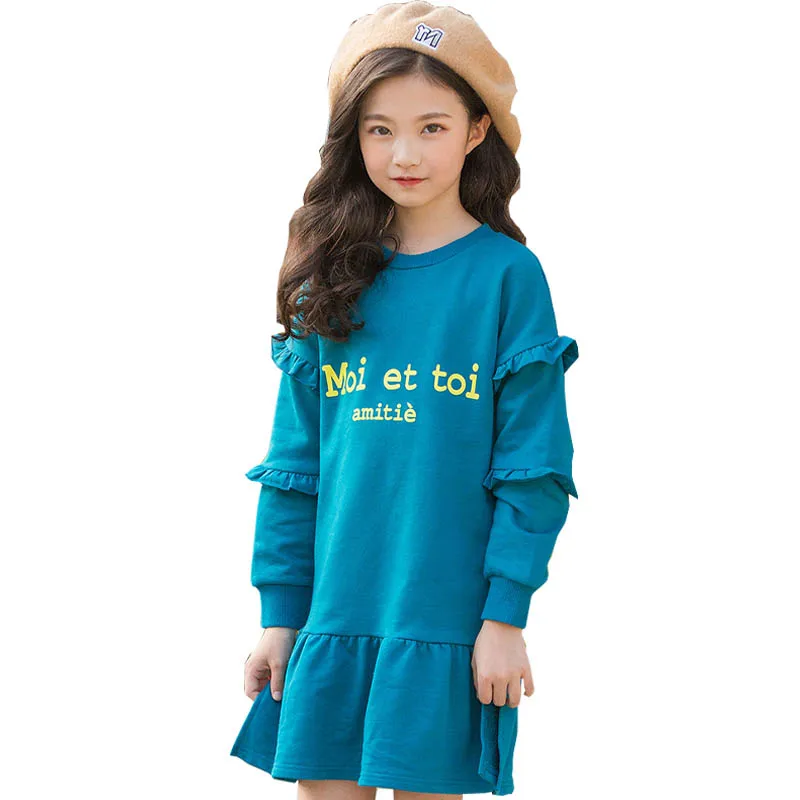 

Teenage Kids Dresses for Girls Princess Dress Autumn Ruffle Long Sleeve Fashion School Baby Girls Dress 14 15 Years Kids Costume