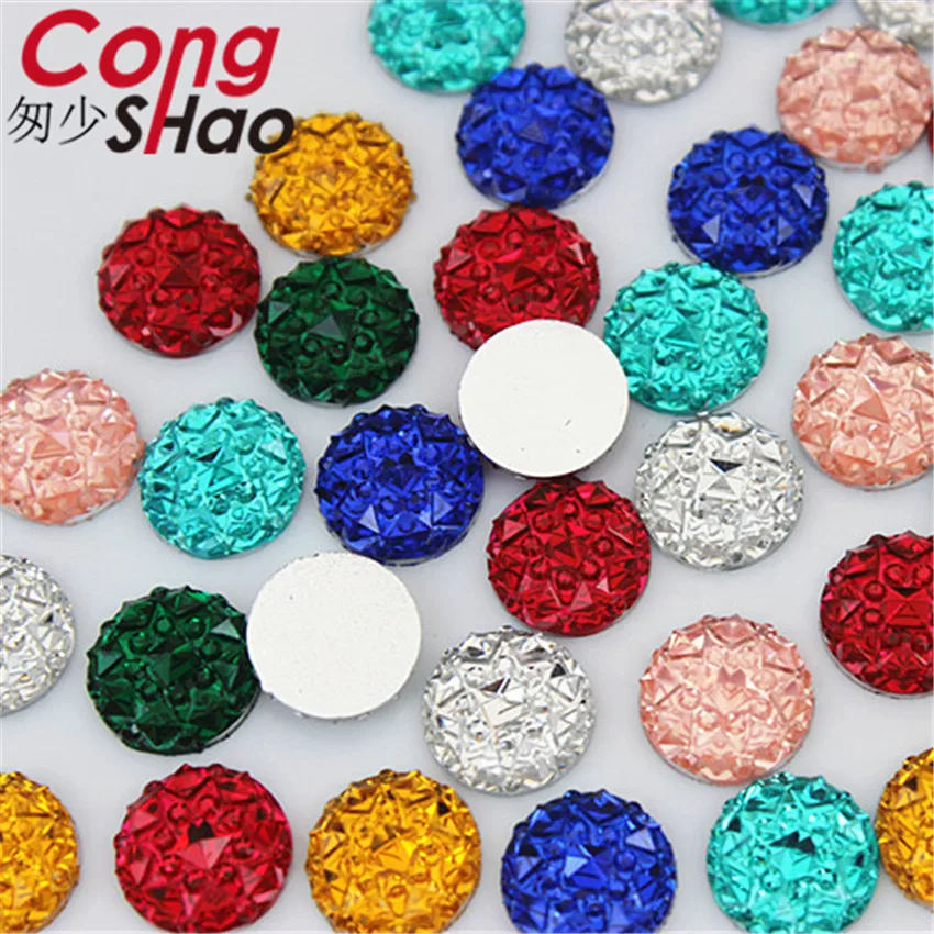 

Cong Shao 100pcs 10mm FlatBack stones and crystals Resin Round rhinestone applique Beads Gems For DIY Wedding Dress Button WC695