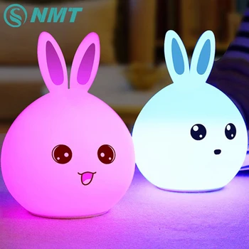 

SNMT Cute Rabbit LED Night Light Bedside Lamp Multicolor Silicone Touch Sensor Night Light For Children Baby Kids