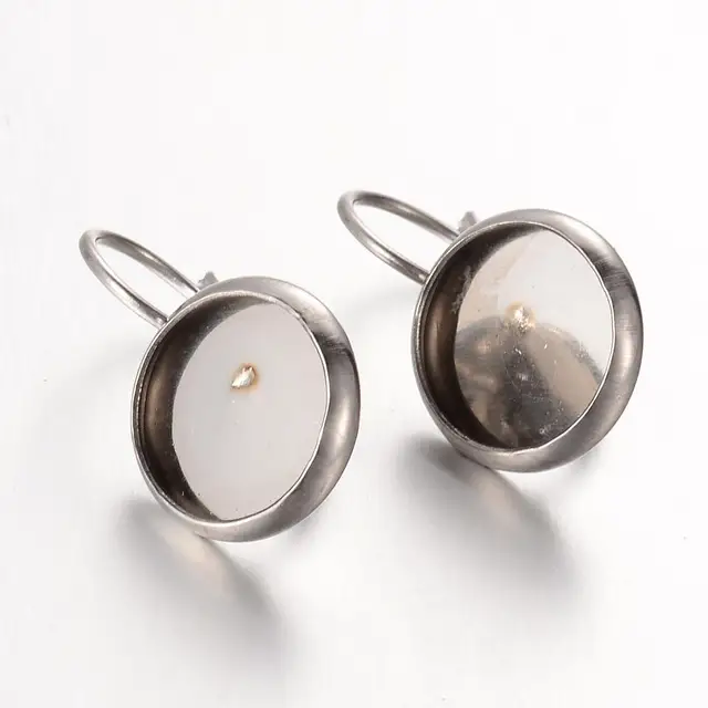 Flat Round 304 Stainless Steel Leverback Earring Settings Flat Round 304 Stainless Steel Leverback Earring Settings Color Tray 10mm