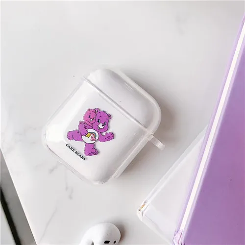 Медведь bluetooth гарнитура Защитная крышка для apple airpods Care Bears Мягкий силиконовый чехол беспроводные наушники зарядки кожи - Цвет: c