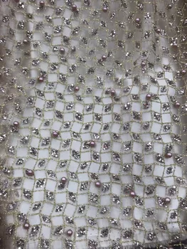 

7 designs option CiCi-62528 fast shipping unique glued glitter print african mesh tulle lace with beads for party dress