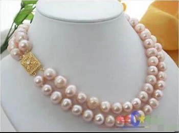 

Free shipping@@@@@ 2ROW 12MM PINK ROUND FRESHWATER CULTURED PEARL NECKLACE