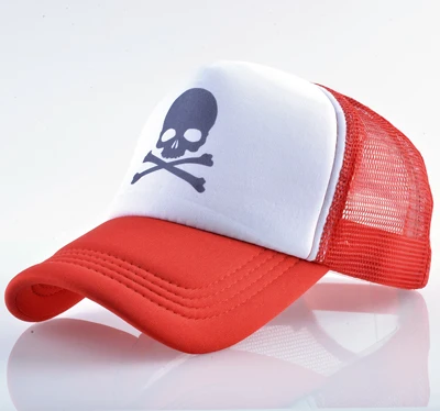 Унисекс bone череп шаблон бейсбольная кепка мужские кепки в стиле хип-хоп женский рюкзак кепки дышащая сетка солнцезащитные шапки для женщин бейсболка мужская - Цвет: Красный