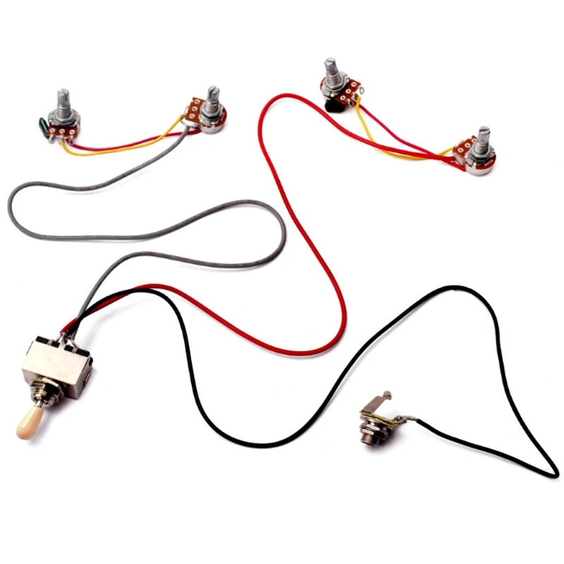 

1Set Wiring Harness 3 Way Toggle Switch 2V2T 500K Pots & Jack Les Paul LP Guitar