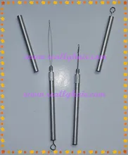 Free shipping 12pcs Lot Aluminum Handle Pulling Loop Needle Hook Needle Hair Extensions Hair Extension Tools