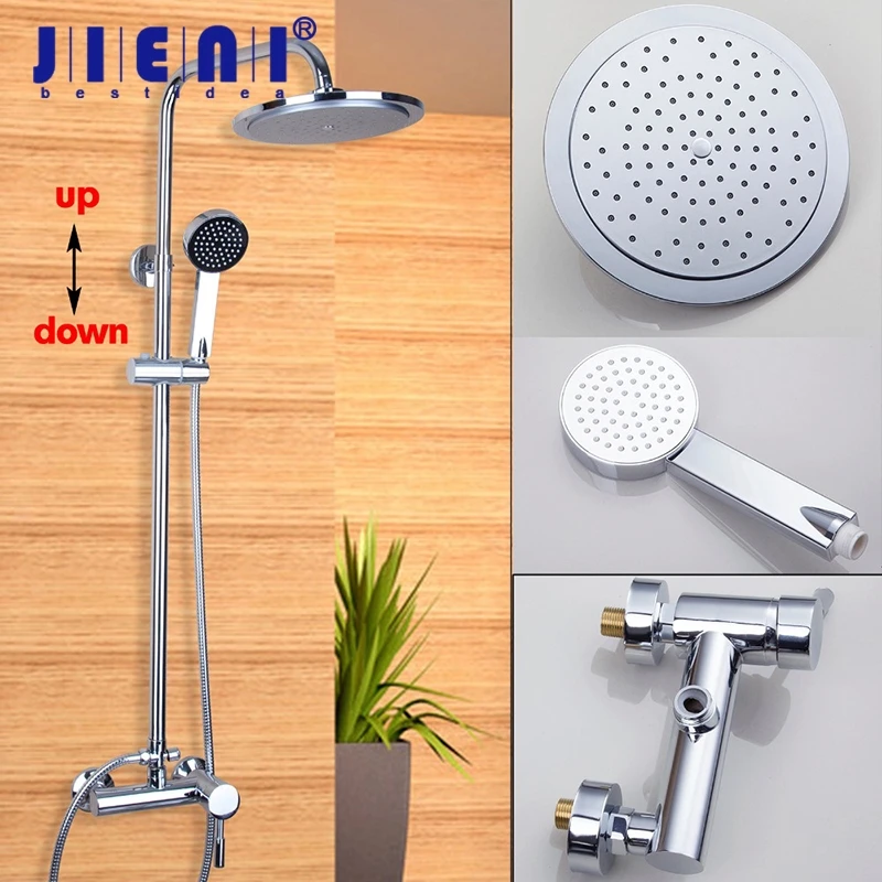 

Polish Chrome Wall Mounted Bathroom Shower Set Faucets With the Slide Bar Shower Set Faucets Tap