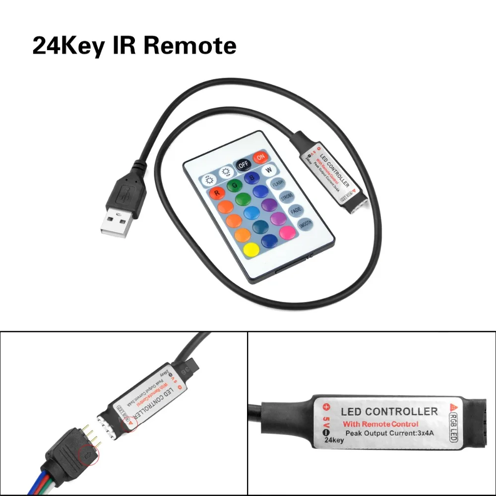 DC12V 24Key контроллер 44Key контроллер ИК-пульт контроллер RGB инфракрасный пульт дистанционного управления для RGB светодио дный полосы света 5050 3528