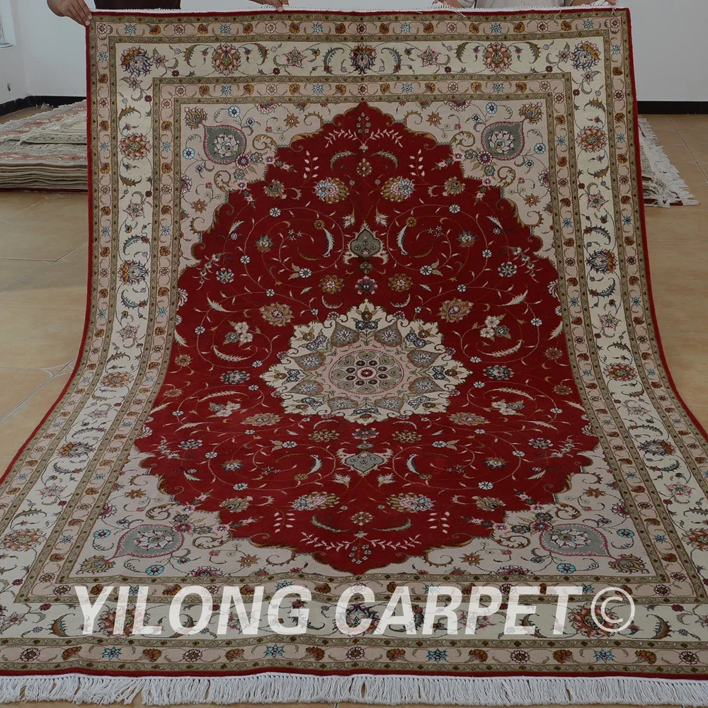 Yilong 6 'x 9' Восточный 100% Новозеландский шерстяной ковер красный Изысканный