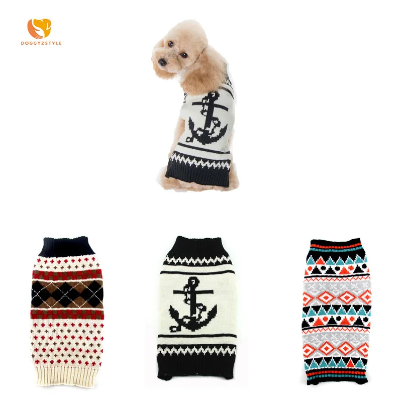

Dog Striped Sweater Pet Dogs Knit Pullover Autumn Winter Clothes For Small Yorkshire Chihuahua Cat Anchor Apparel DOGGYZSTYLE