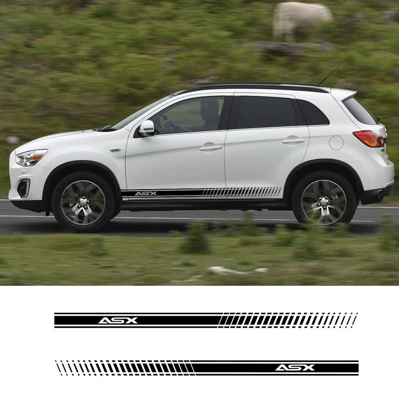 

2 PCS Racing Side Stripes Vehicle Decals Stickers Auto Vinyl Graphics For Mitsubishi ASX