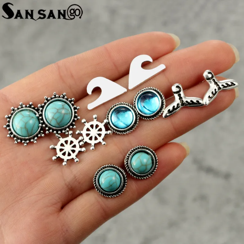 Buy Vintage Style Natural Stone Sun Fish Tail Ear