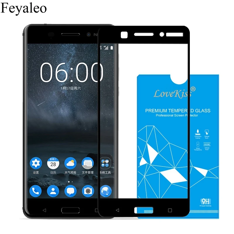 Закаленное стекло 9H 2.5D с полным покрытием для Nokia 6 3 5 Взрывозащищенная защитная