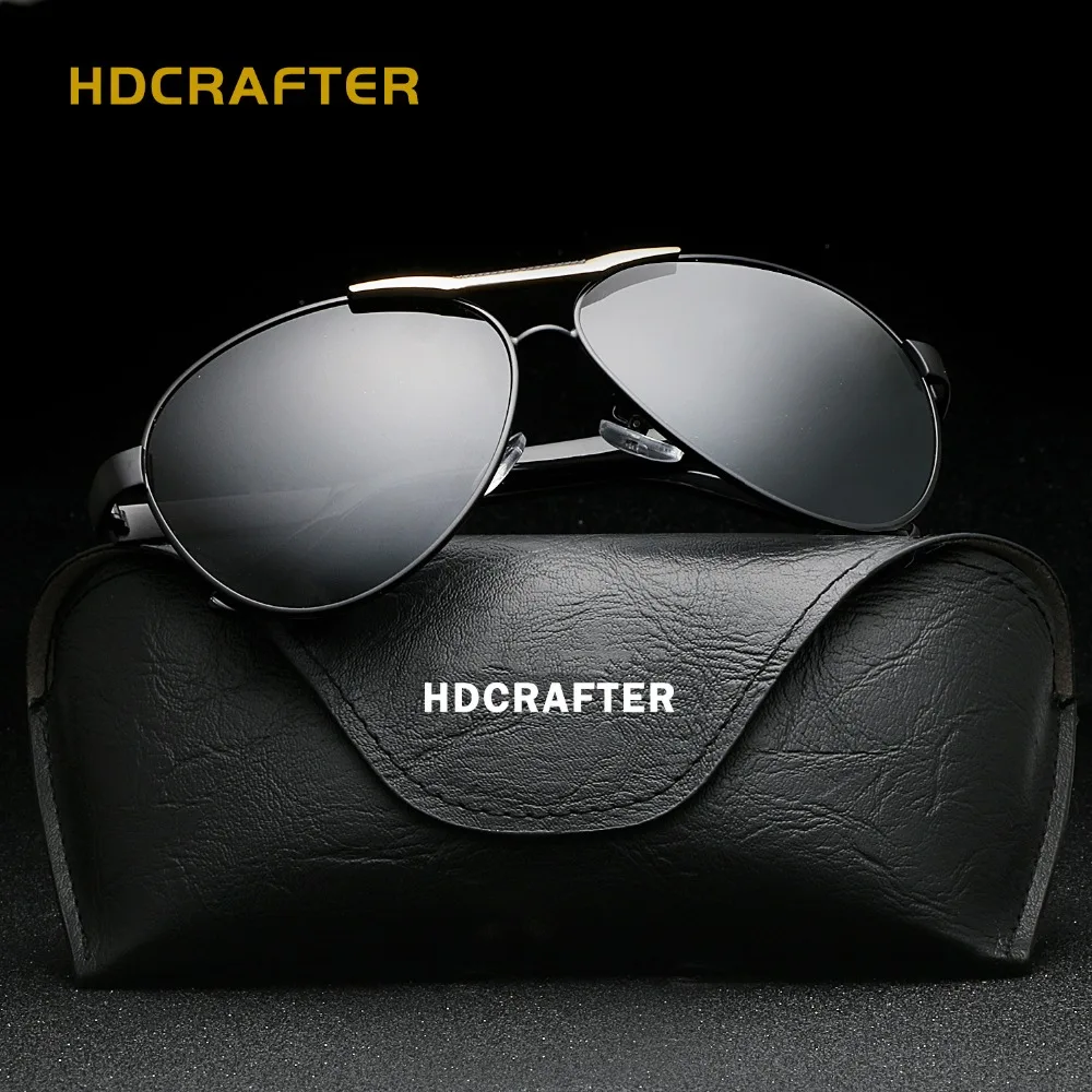 HDCRAFTER Для мужчин Классический бренд авиационные, поляризованные солнцезащитные очки Для мужчин HD Алюминий вождения TR90 титановый крепеж солнцезащитные очки UV400 очки