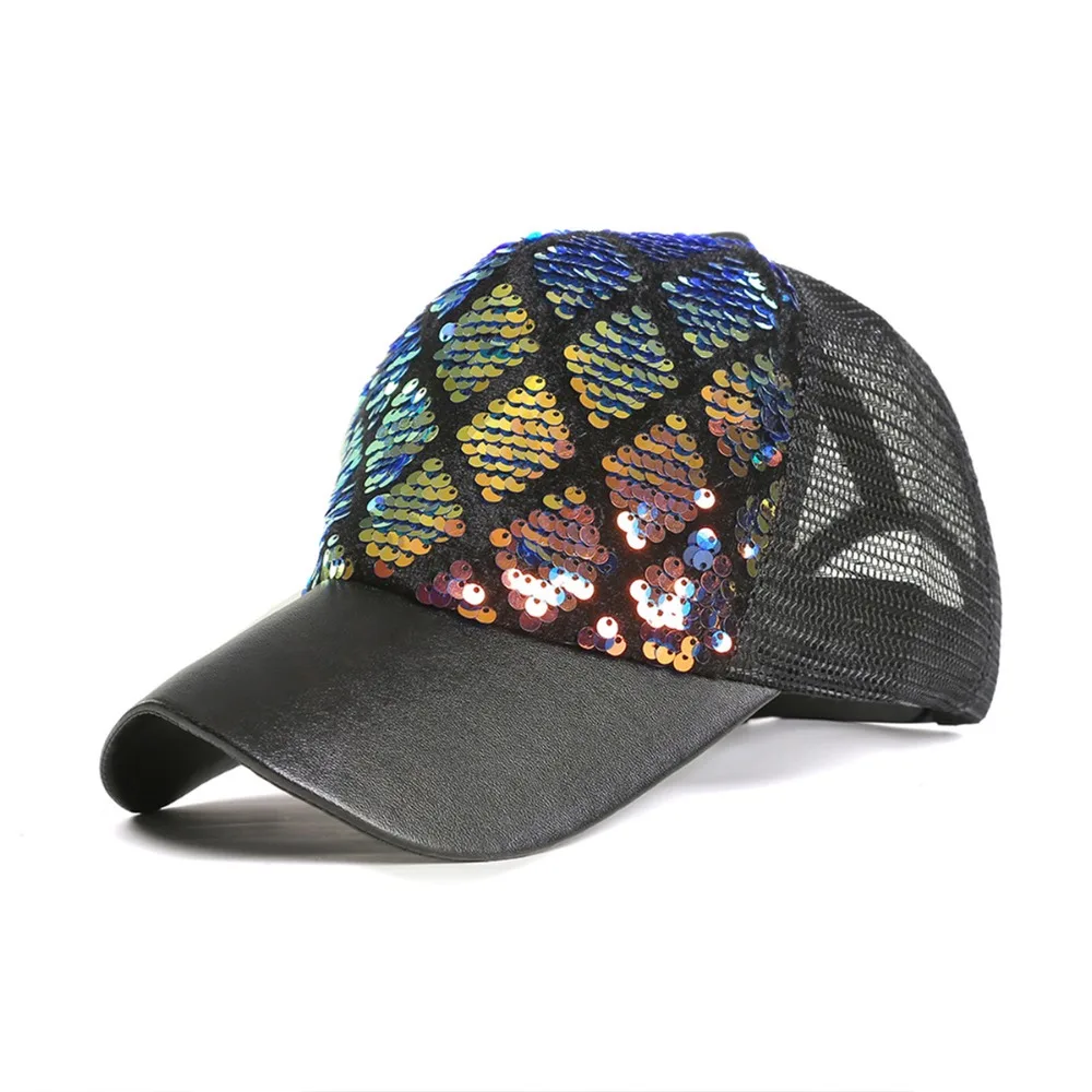 

New Fashion Baseball Caps For Women Summer Two-tone Diamond Mermaid Hanging Piece Diy Visors Hat Baseball Cap Snapback Hat