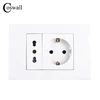 Coswall Italian / Chile Electrical Outlet With 16A EU Standard Wall Power Socket 118mm*80mm AC 100~250V ► Photo 1/5