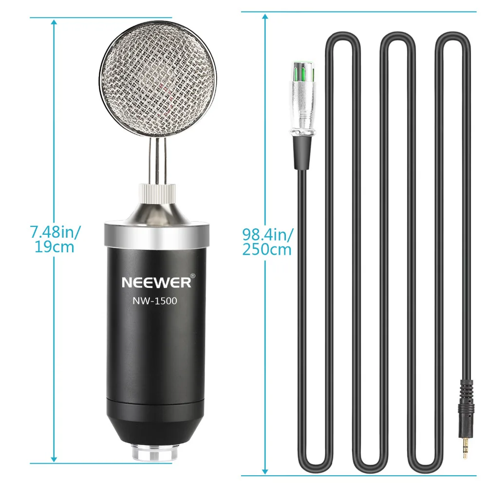Neewer NW 1500 профессиональный Студийный конденсаторный микрофон комплект с USB