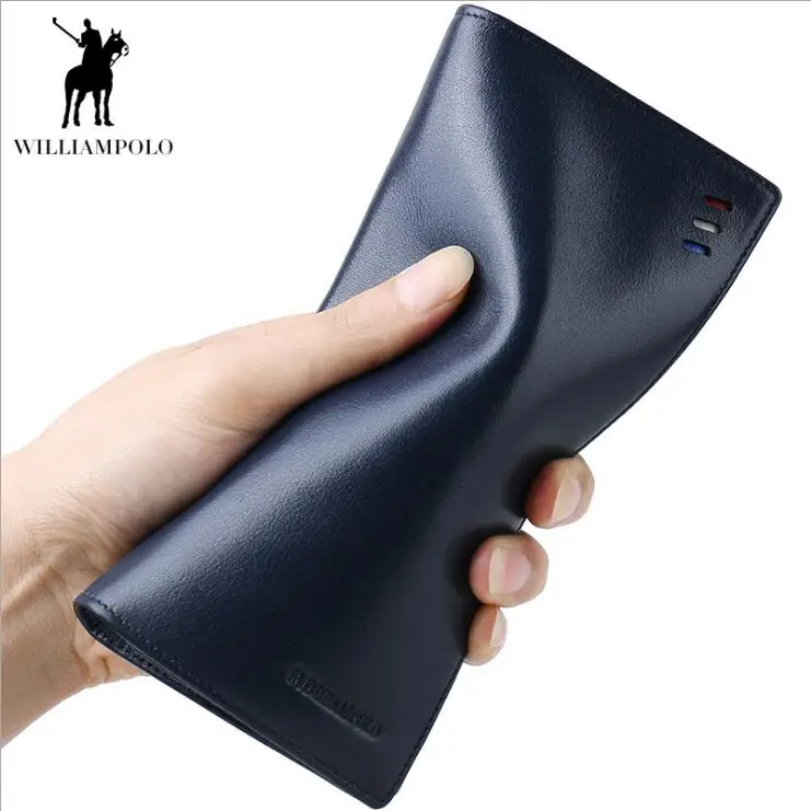 

WILLIAMPOLO Business Wallet Genuine leather Coin Purse Cowhide Men's Wallets long Men Hand bag