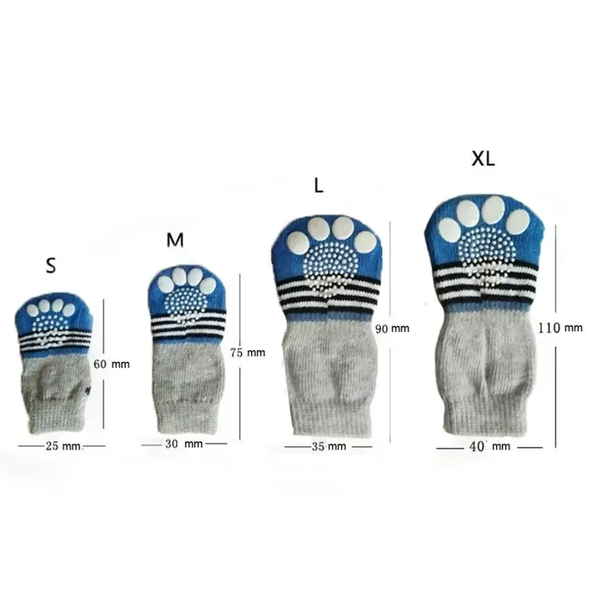 Носки для собак 4 шт., милые зимние теплые носки с рисунком для маленьких собак, Хлопковые вязаные Нескользящие товары для домашних животных, щенков 18FEB23