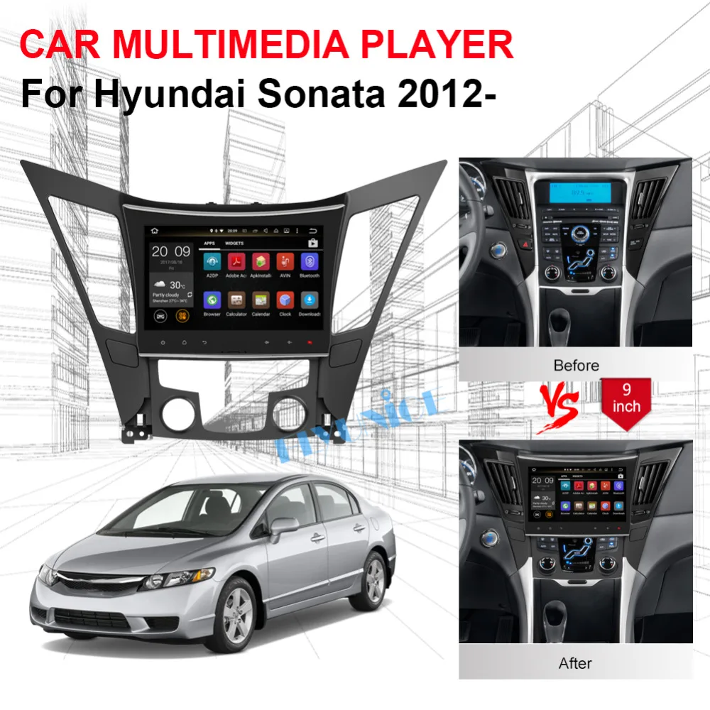 Sale 10.1 Inch 4GB RAM Android IPS Screen Car Video Multimedia Player For Hyundai Sonata 2012 2013 2014 Car Radio Stereo Bluetooth 3