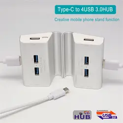 Новый Тип-C до 4 Порты USB 3,0 хаб Алюминий сплав держатель телефона адаптер разветвитель для ПК телефон EM88