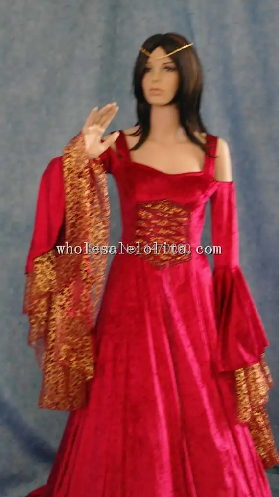 Красный/белый Ренессанс средневековая помолвка длинное платье на заказ