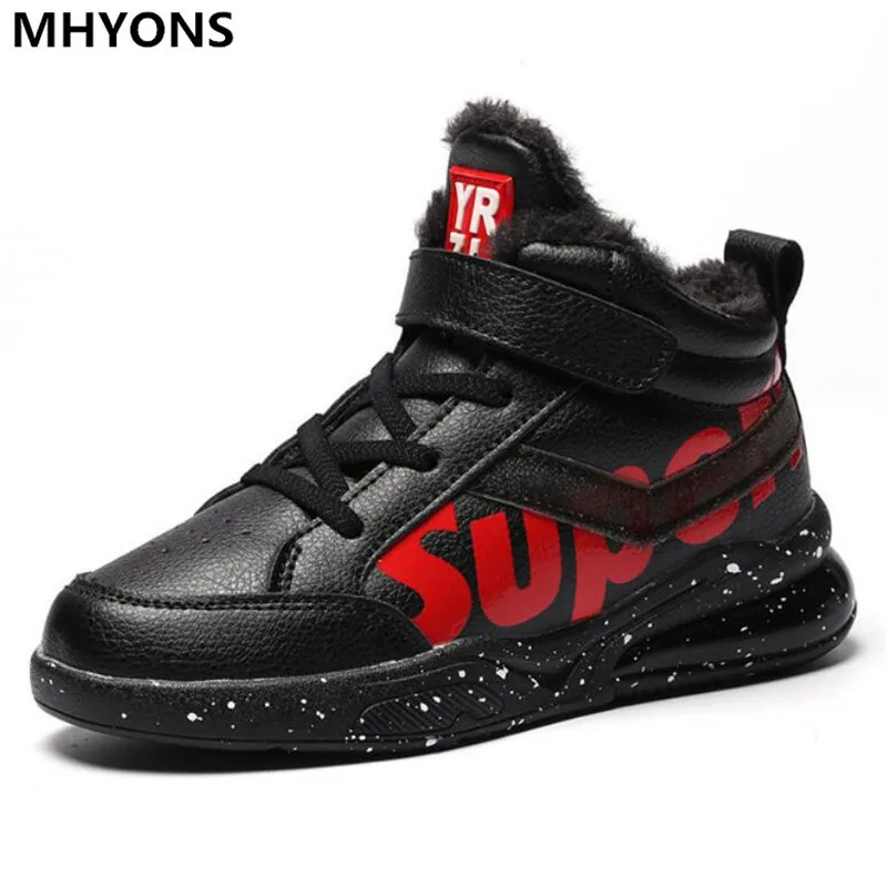 MHYONS Winter Children snow boots fashion waterproof boy girl martin boots leather casual child shoes warm plush baby boots