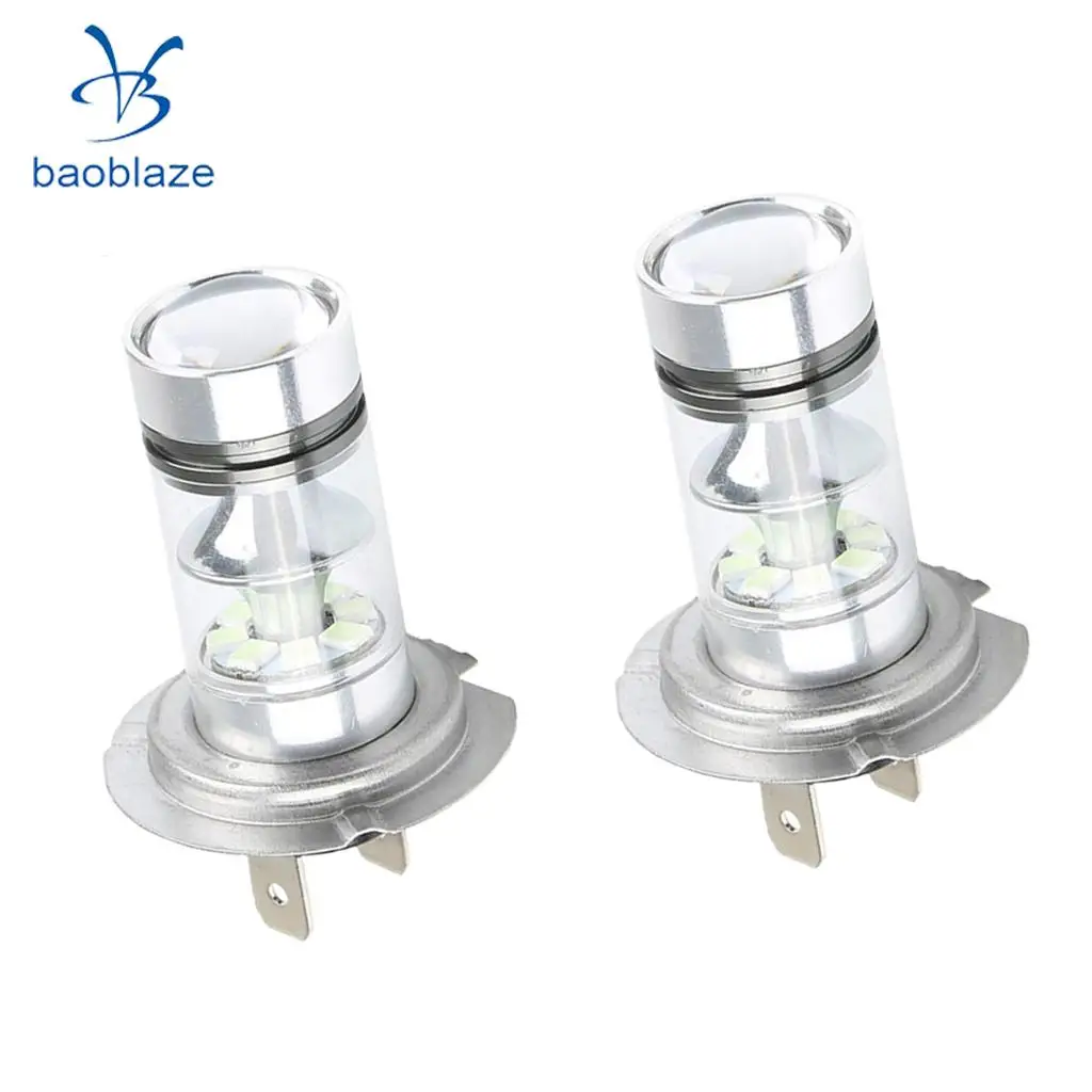 2pcs H7 100W 10000K 1100LM Blue LED Car Fog Lights Daytime Driving Lamp