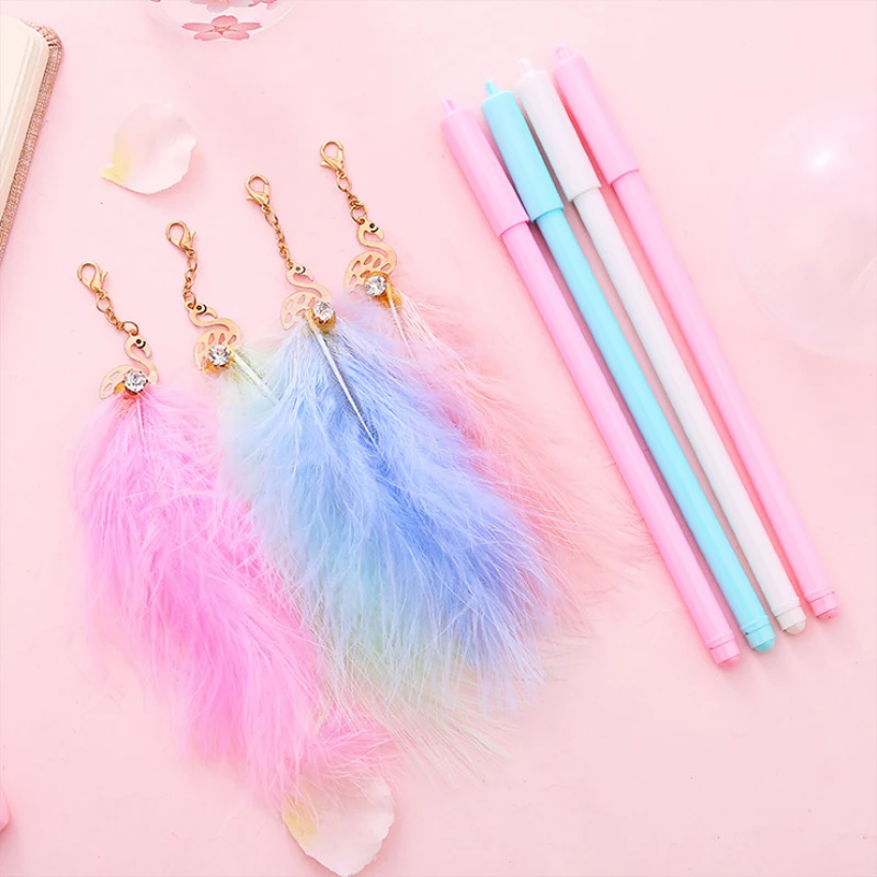 

Colored feather student gel pen Silica gel writing pens stationery canetas material escolar school supplies