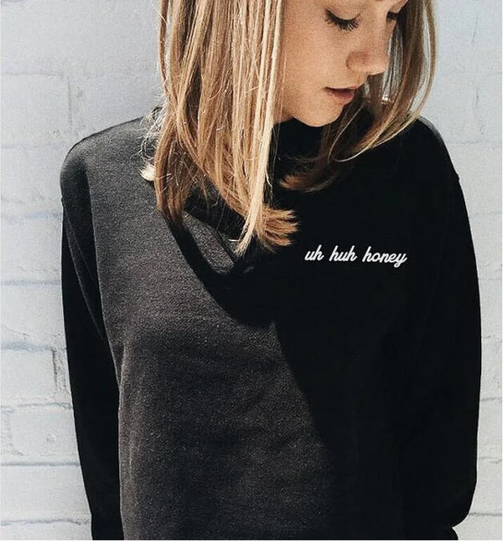 Online Uh Huh Honig Kanye West Sweatshirt Streetbuchstabe Top Fashion Crewneck Hoodies Frauen Schwarz Weiß Pullover Punk