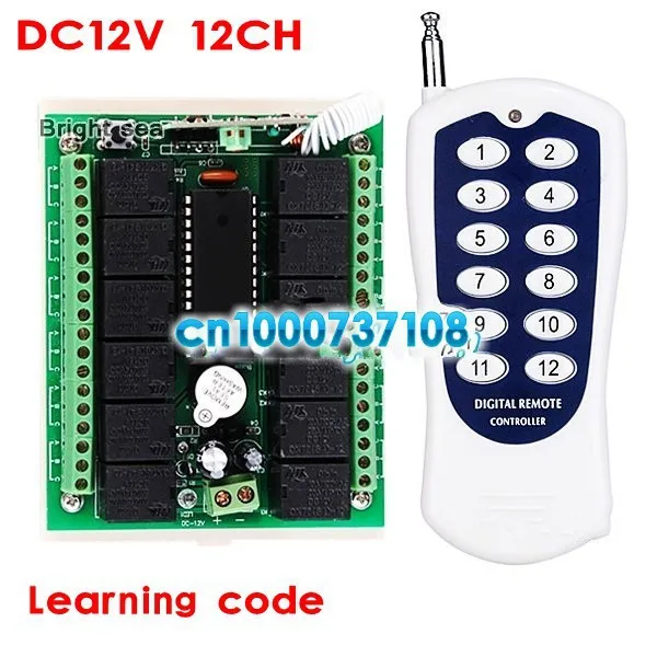 

12V 12CH RF power window switch 315mhz 433mhz digtal radio wireless remote control switch with learning button