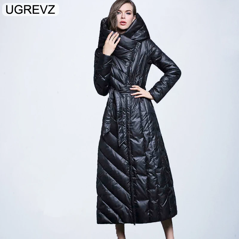 

2019 Fashion Women's Down Jacket Winter Hooded Warm Long Coat Plus Size Female Duck Down Parkas for Women Large Clothes Overcoat