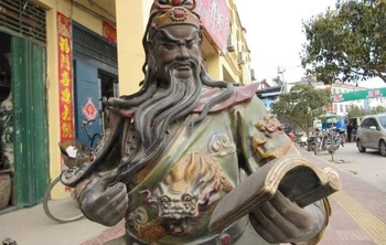 

26"Chinese Wucai porcelain Dragon Guan Gong Guan Yu Read Book statue