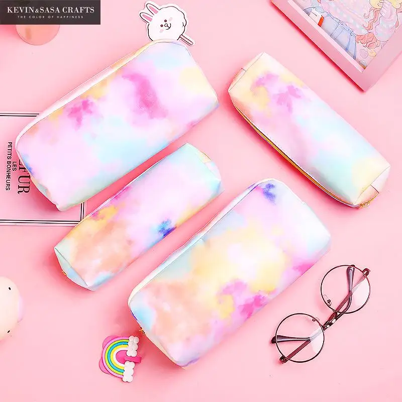 

2019 New Rainbow Super Big Pencil Case PU Quality Cute School Supplies Bts Stationery Gift School Pencil Box Pencilcase