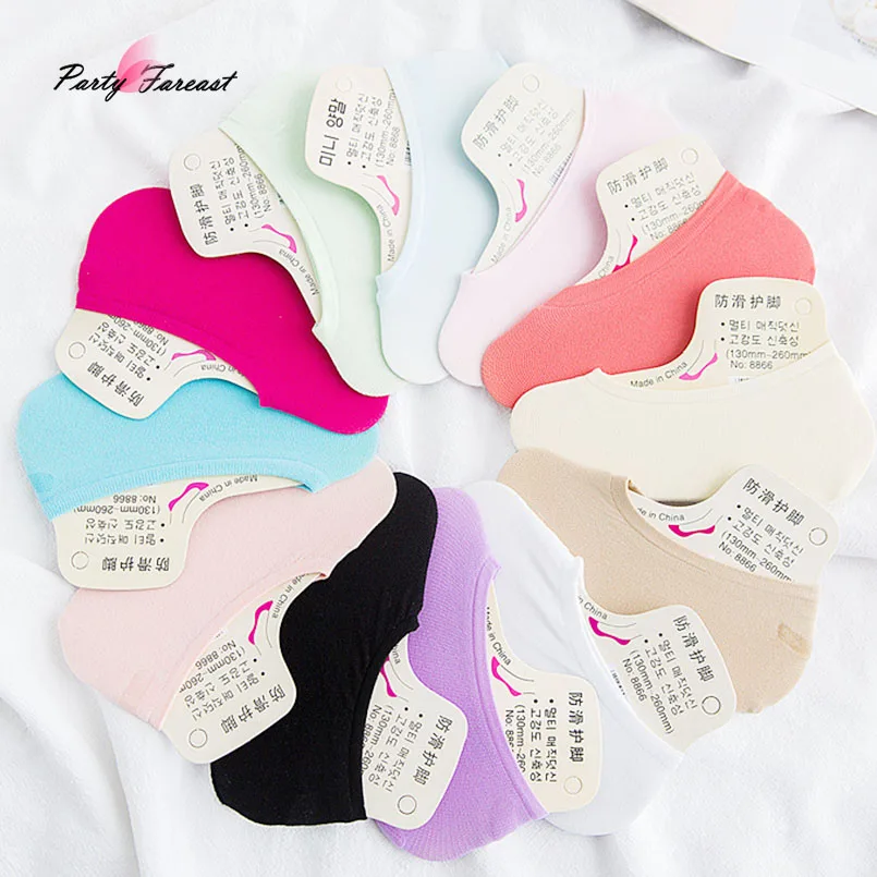 PF 5 пар Карамельный цвет милый Носки для девочек летние невидимые Для женщин нейлон Носки для девочек Harajuku Стиль Повседневная Удобная хлопковая куртка Calcetines divertidos