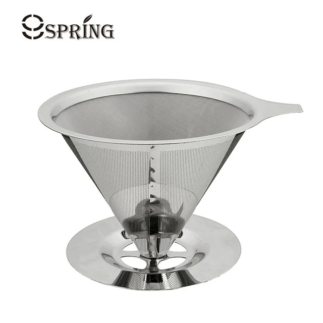 Best Price Stainless Steel Cone Coffee Fliter Basket Reusable Coffer Dripper Mesh Metal Pour Over Coffee Filter Drip Portable Coffee Tools
