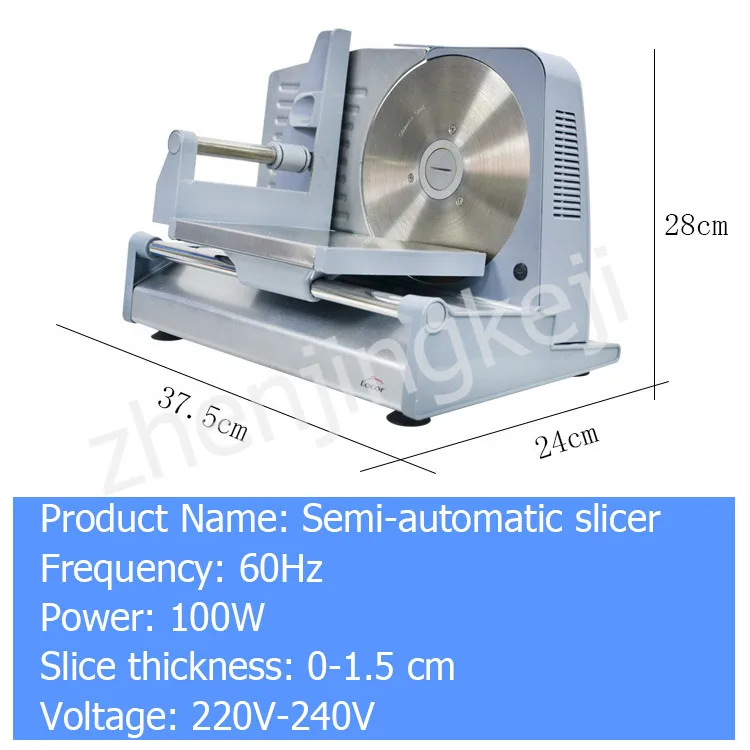 Полуавтоматическая электрическая ломтерезка для мяса легкая быстрая легко моющаяся регулируемая толщина однокнопочный переключатель лезвие из нержавеющей стали